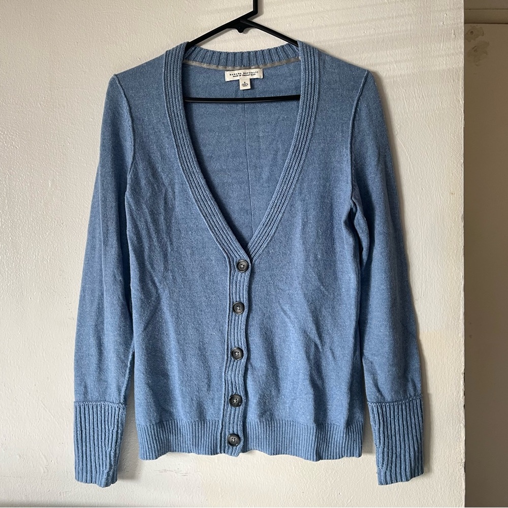 Banana Republic Light Blue V-Neck Cardigan